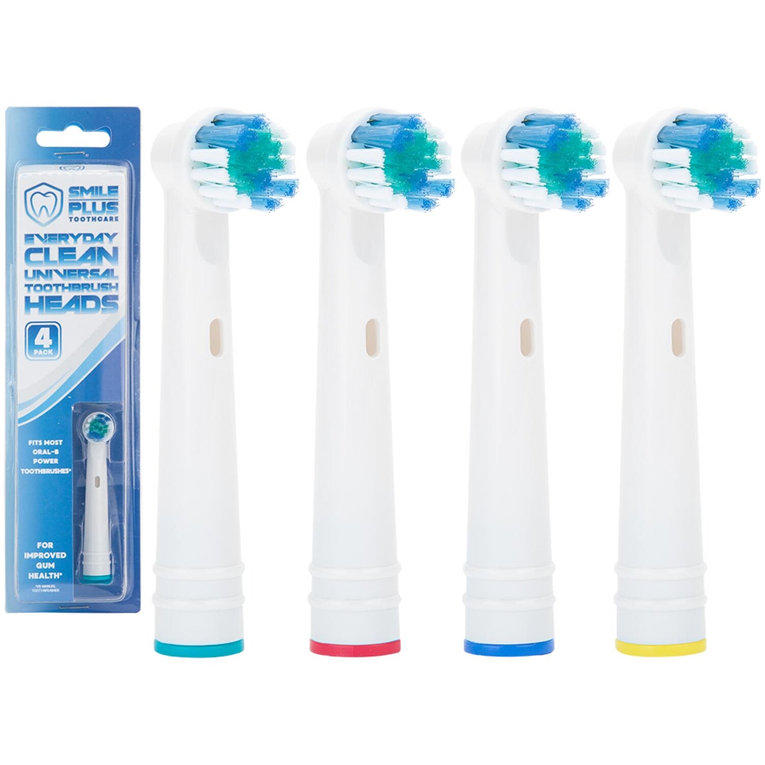 Pack of 4 Smile Plus Universal Toothbrush Heads - White Image