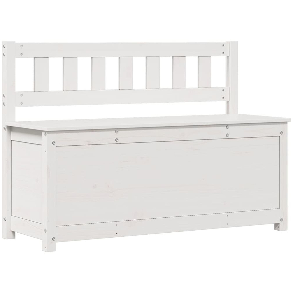 vidaXL White Solid Wood Pine Storage Bench 110 x 41 x 76.5cm Image 2