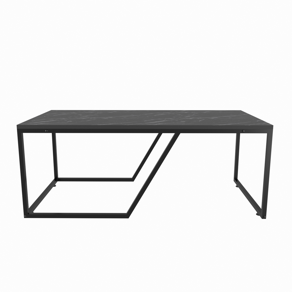 Decorotika Wendy Black Marble Effect Industrial Coffee Table Image 3