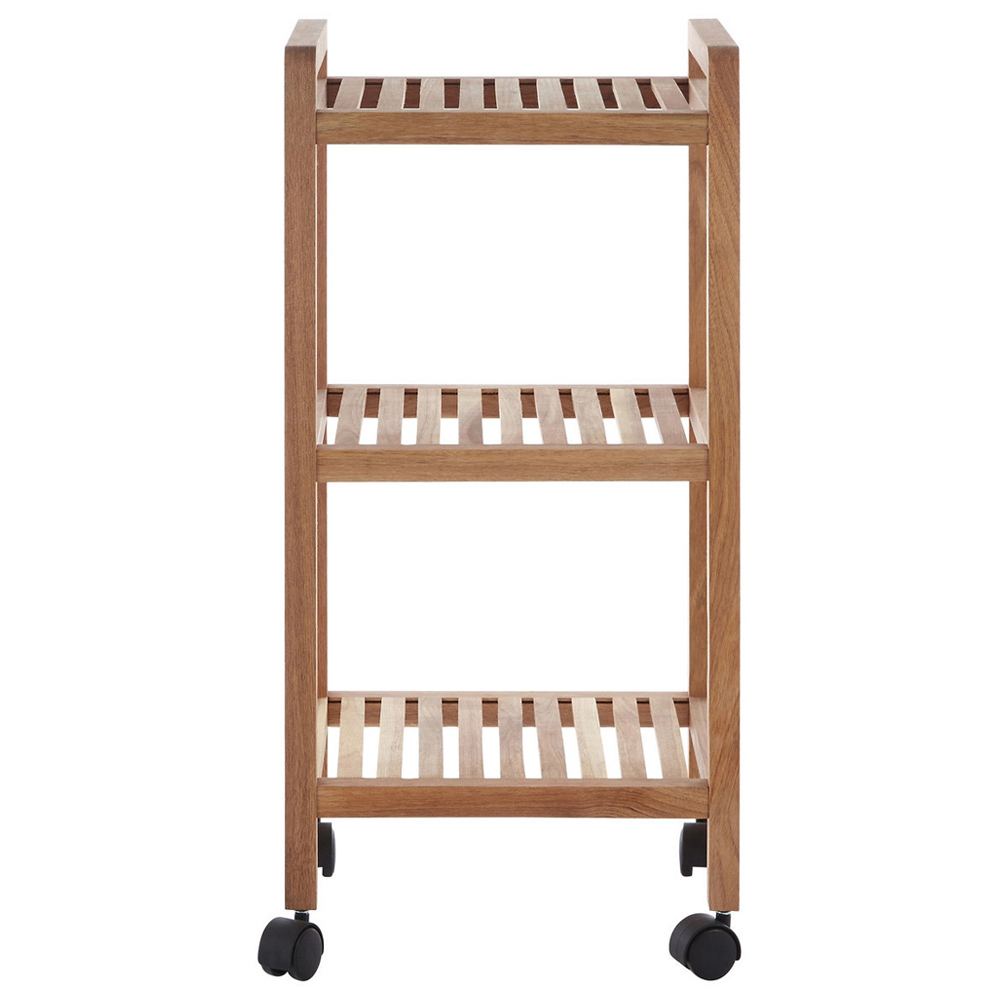 Premier Housewares 3 Tier Walnut Wood Bathroom Trolley Image 2