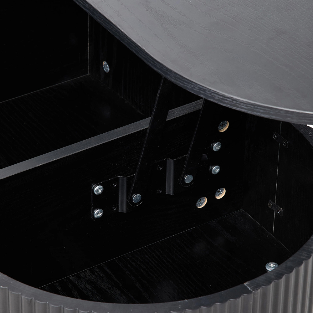 Living and Home Black Oval Lift-Top Coffee Table with Hidden Storage Image 6