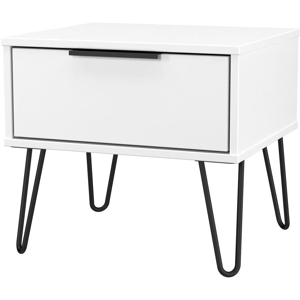 Crowndale Hong Kong Single Drawer Matt White Side Table Ready Assembled Image 2