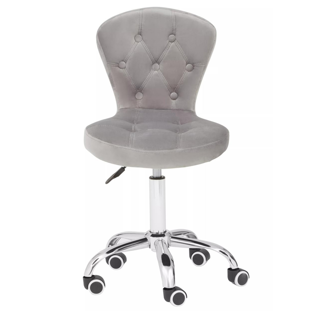 Premier Housewares Grey Velvet Buttoned Home Office Chair Image 3