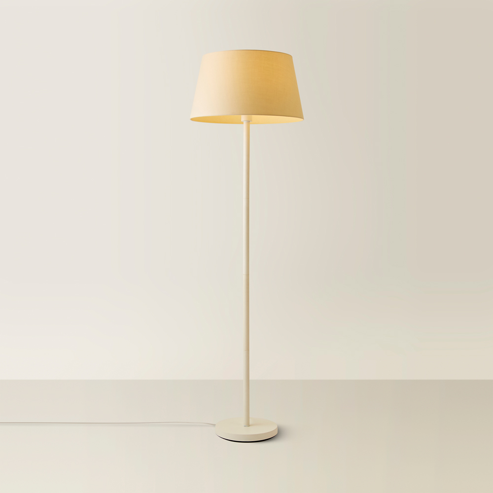 ValueLights Charlie Beige Tapered Shade White Floor Lamp and Bulb Image 5