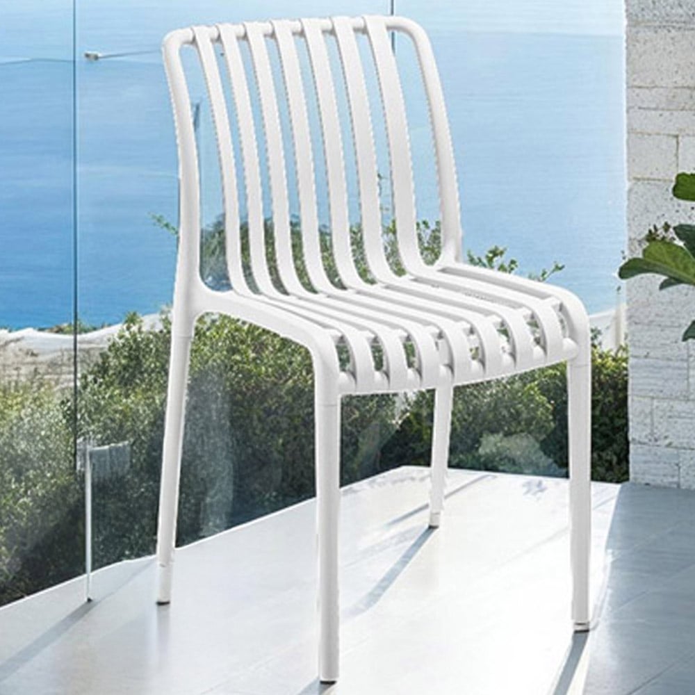 tectake Alcudia Set of 4 White Stackable Garden Chair Image 1