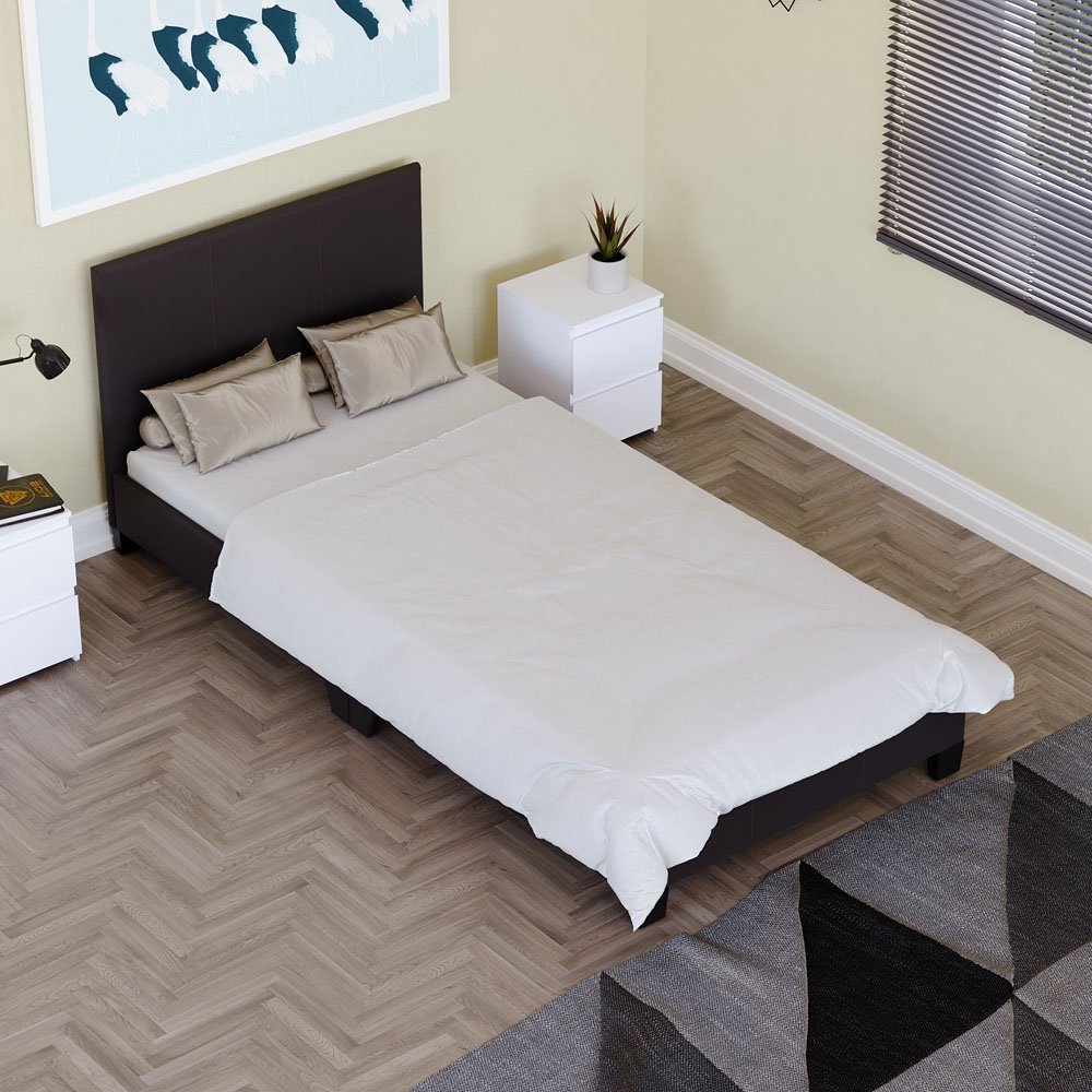Vida Designs Lisbon Single Brown Faux Leather Bed Frame Image 5