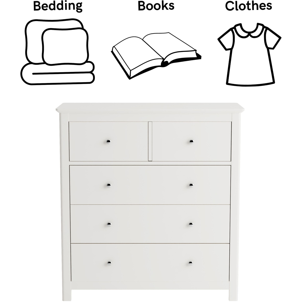 Core Products Nairn 5 Drawer White Chest of Drawers Image 6