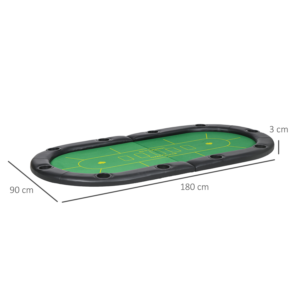 SPORTNOW 10 Player Table Top Foldable Poker Mat with Cup Holders and Carry Bag Image 9