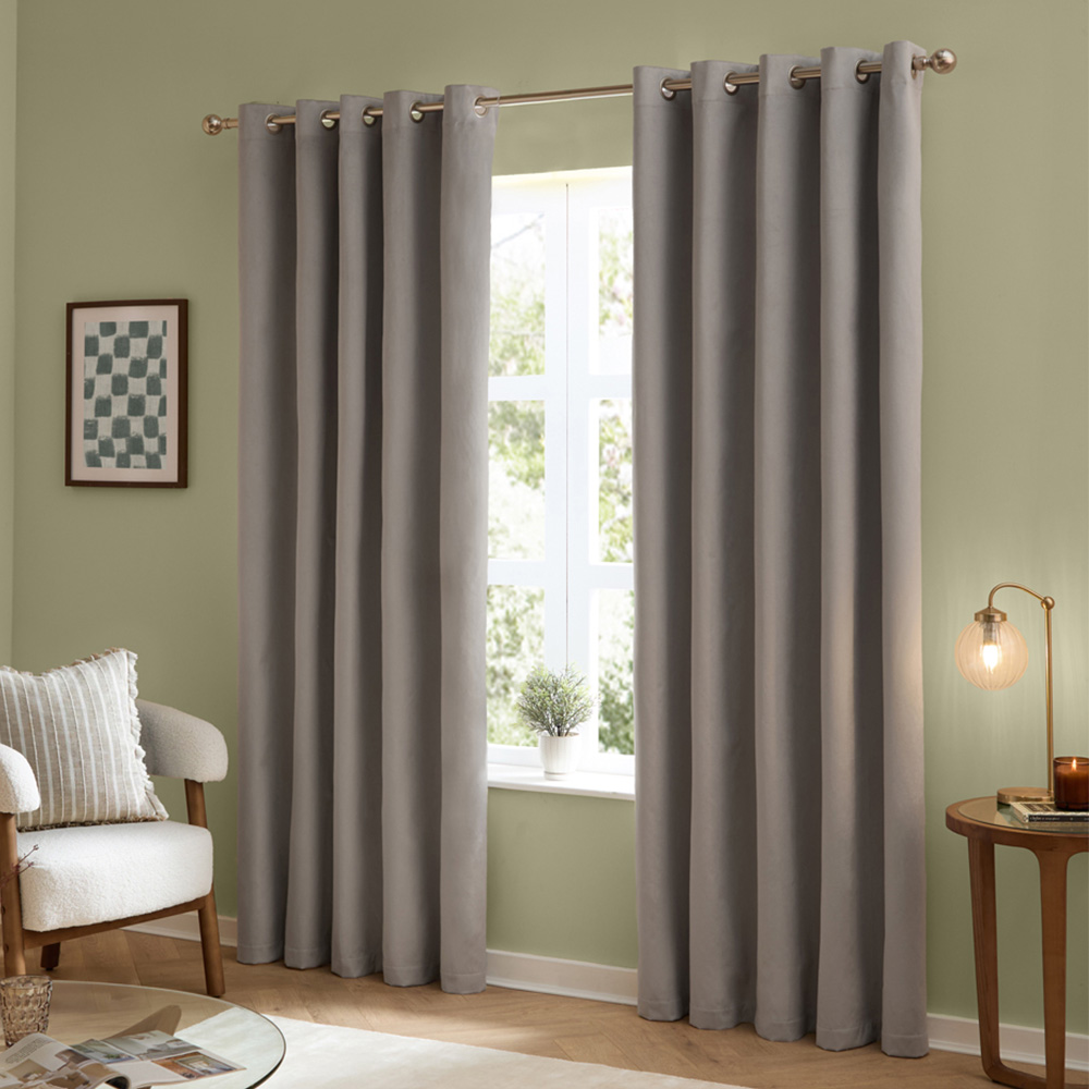 Furn The Ultimate Silver Velvet Blackout Eyelet Curtains 229 x 183cm Image 1