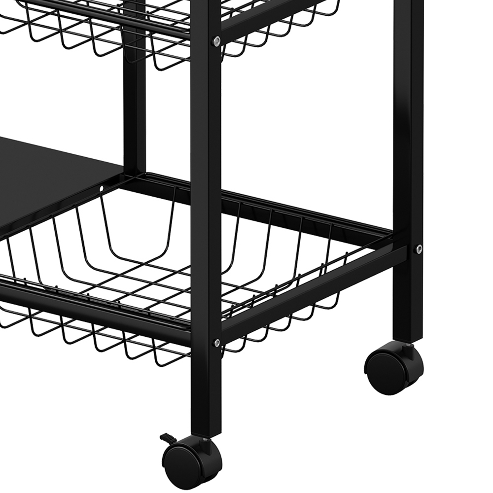 Living and Home 4-Tier Black Microwave Storage Rack on Wheel Image 3