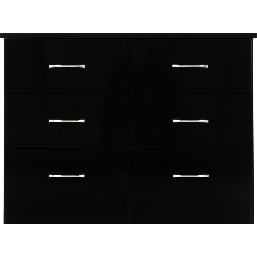 Seconique Nevada 6 Drawer Black Gloss Chest of Drawers Image 2