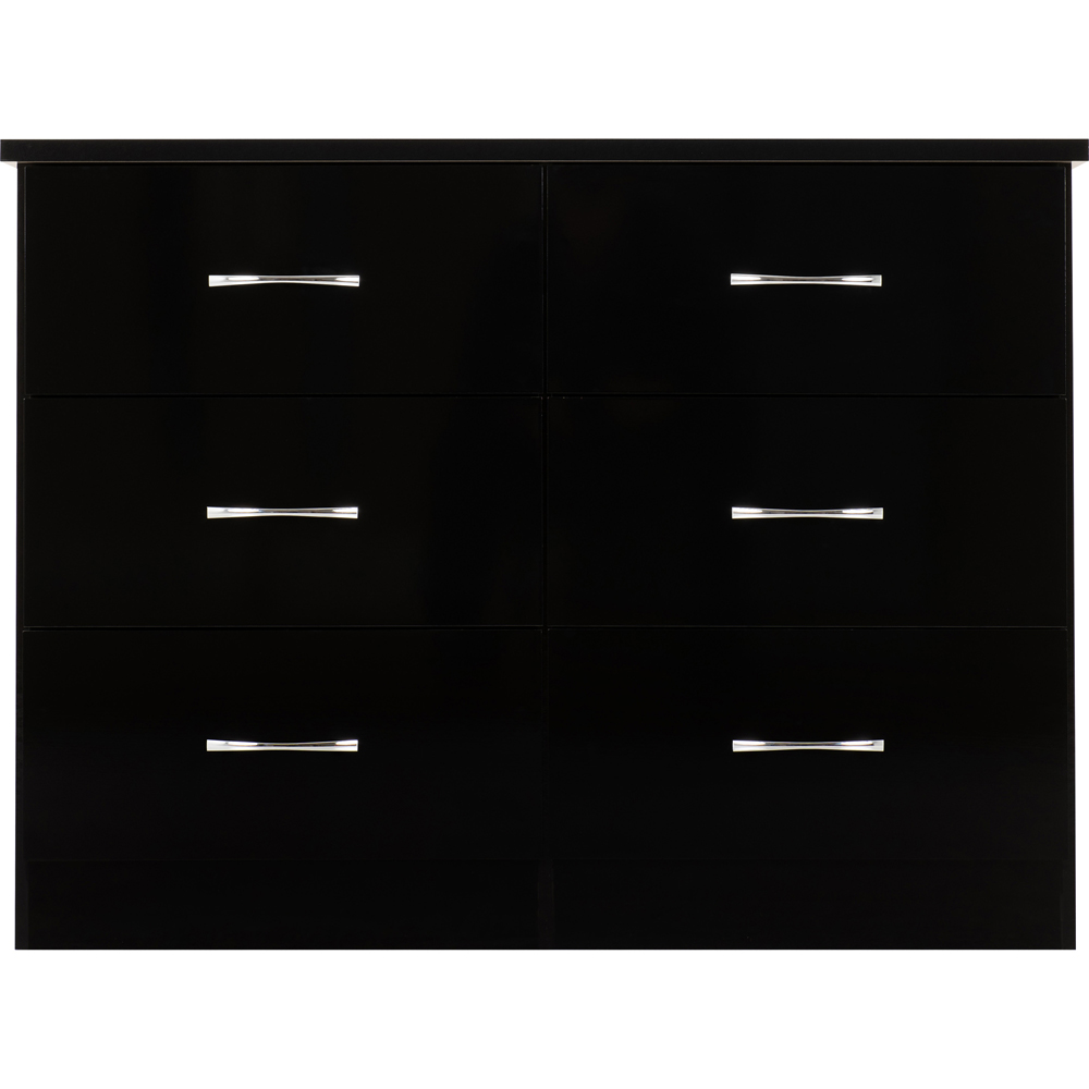 Seconique Nevada 6 Drawer Black Gloss Chest of Drawers Wilko