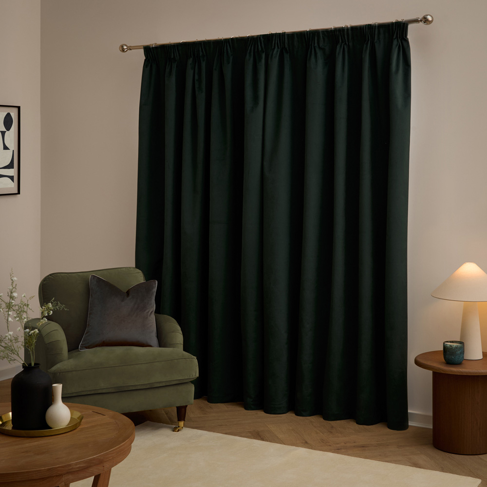 Furn The Ultimate Black Velvet Blackout Pencil Pleat Curtains 117 x 183cm Image 2