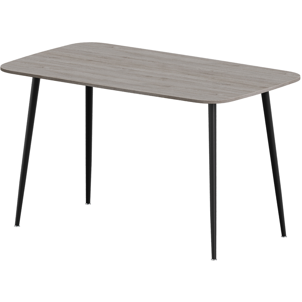 Living and Home 4 Seater Woodgrain Effect Dining Table Brown and Black Image 2