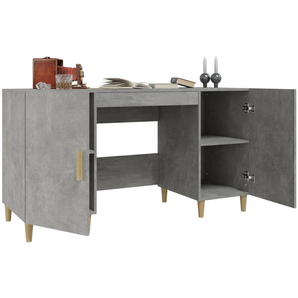 vidaXL 2 Door Computer Desk Concrete Grey and Gold Image 4