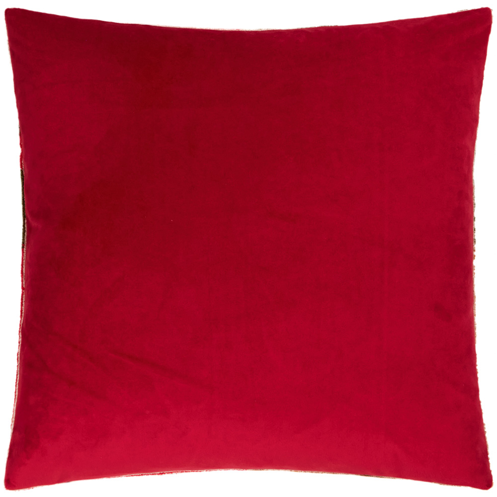 Furn Fika Patch Red Velvet Boucle Reversible Cushion 43 x 43cm Image 3