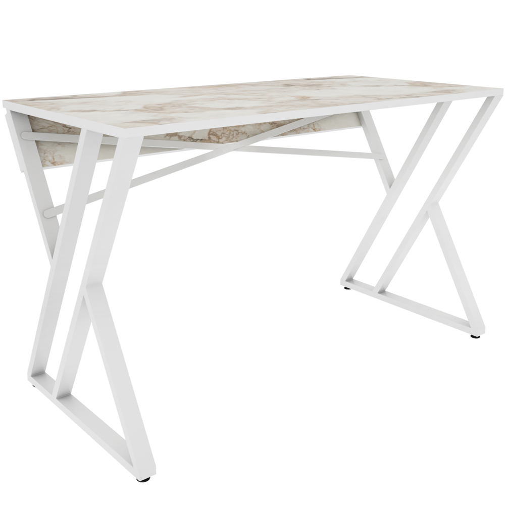 Decorotika Gyza Computer Desk White Marble and White Image 4