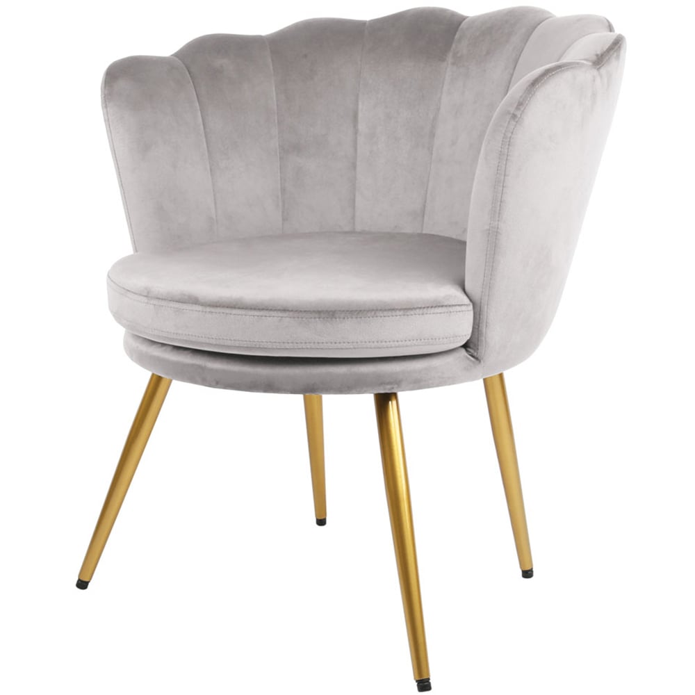 Flora Grey Velvet Scalloped Back Accent Chair Image 2