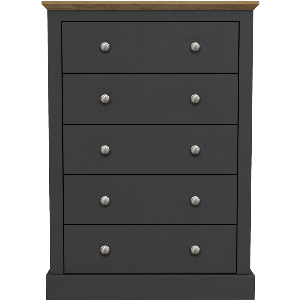 Devon 5 Drawer Charcoal Chest of Drawers Image 2
