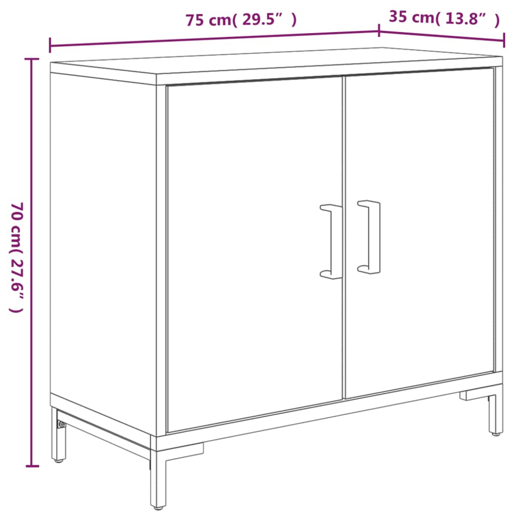vidaXL 2 Door Brown Solid Pine Wood Sideboard Image 7