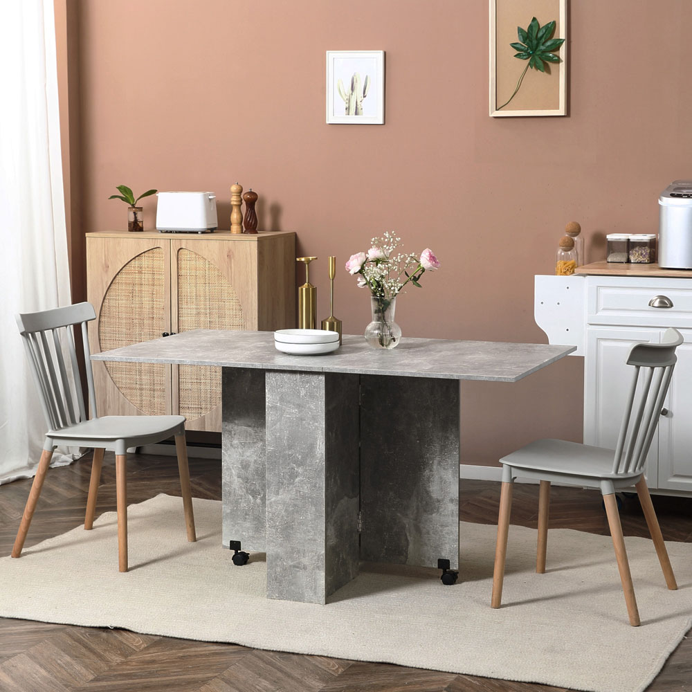 Portland Drop Leaf Dining Table Cement Grey Image 3