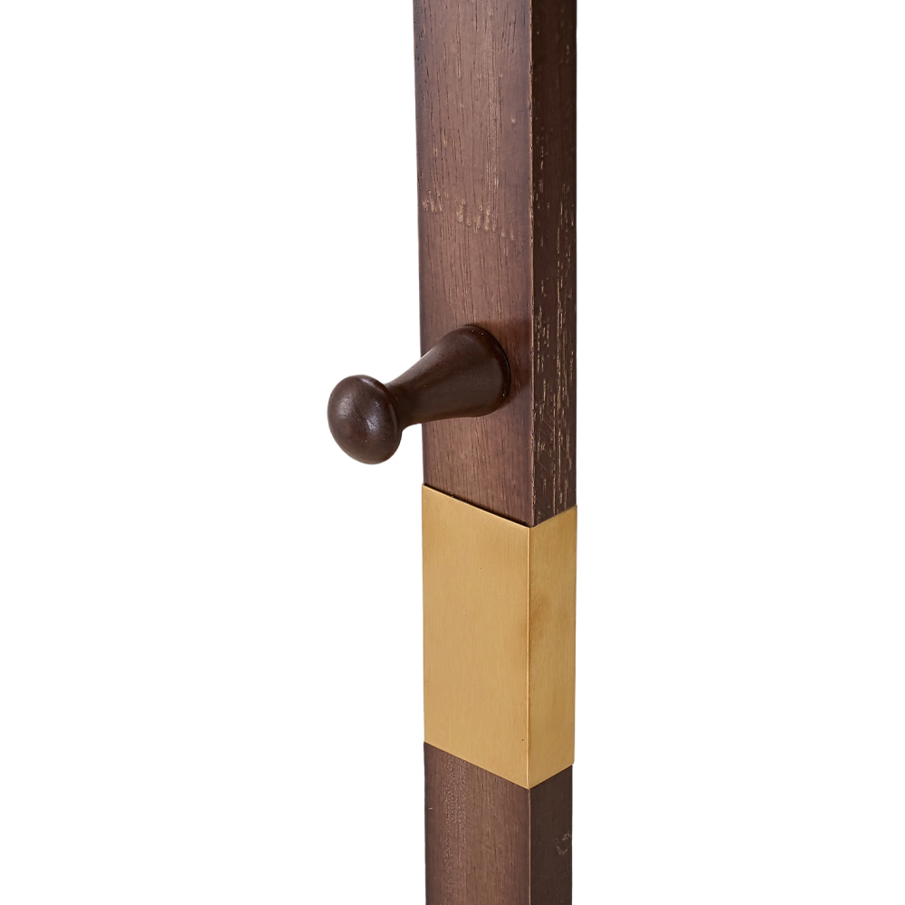Living and Home Single Shelf Walnut Freestanding Clothes Rack with 5 Hooks Image 5