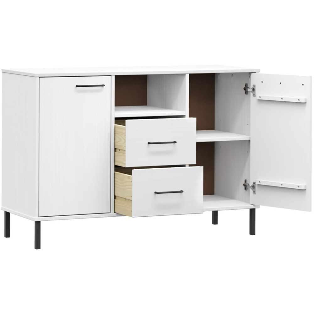 vidaXL Oslo 2 Door 2 Drawer Single Shelf White Solid Pine Wood Sideboard Image 5