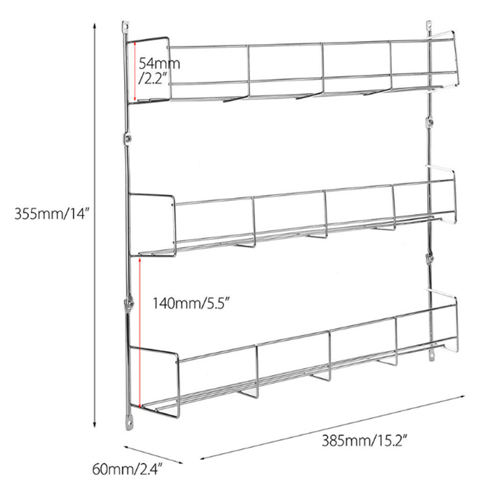 Living and Home 3 Tier Hanging Premium Spice Rack Wilko