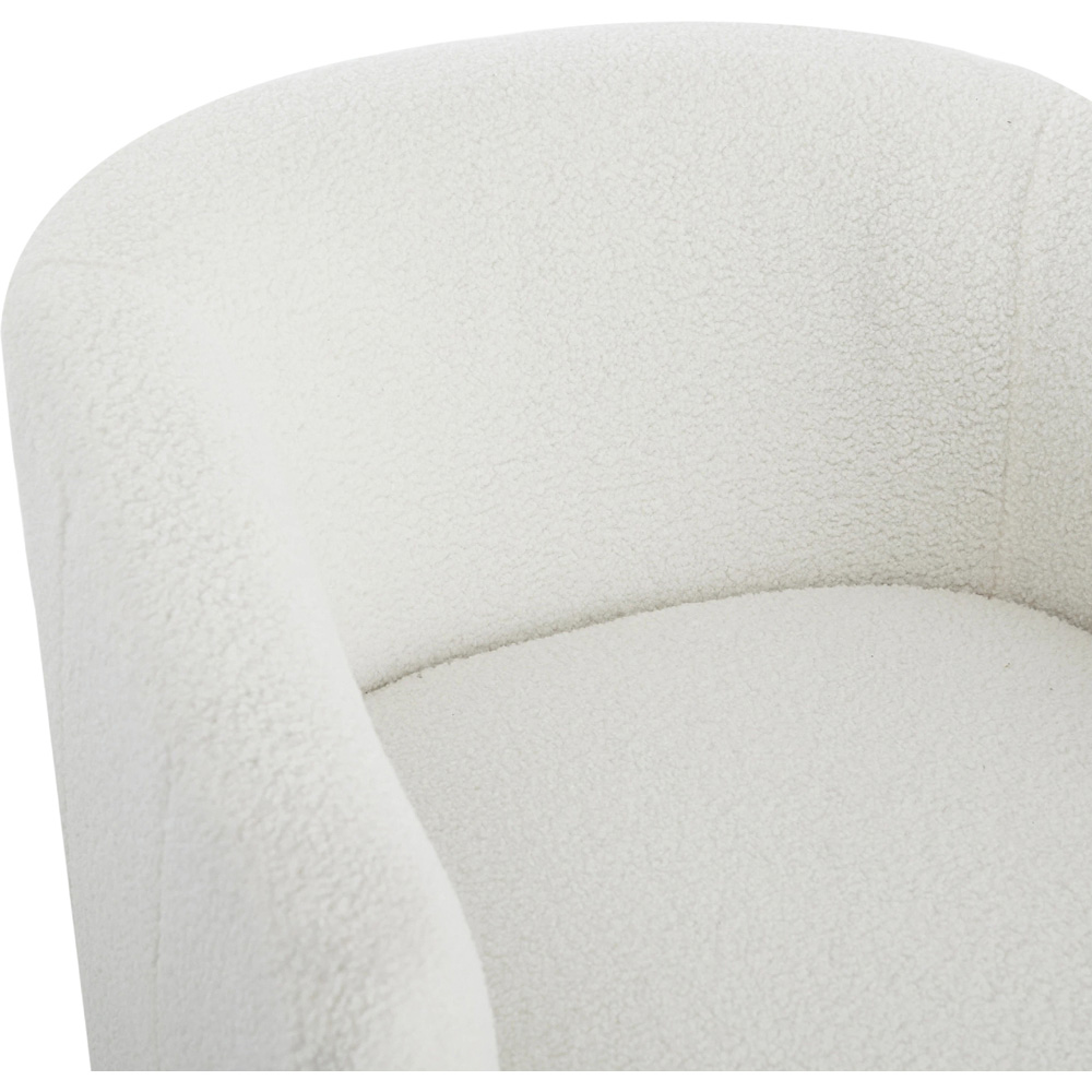 Living and Home Beige Sherpa Fleece Ribbed Curved Barrel Swivel Armchair Image 4