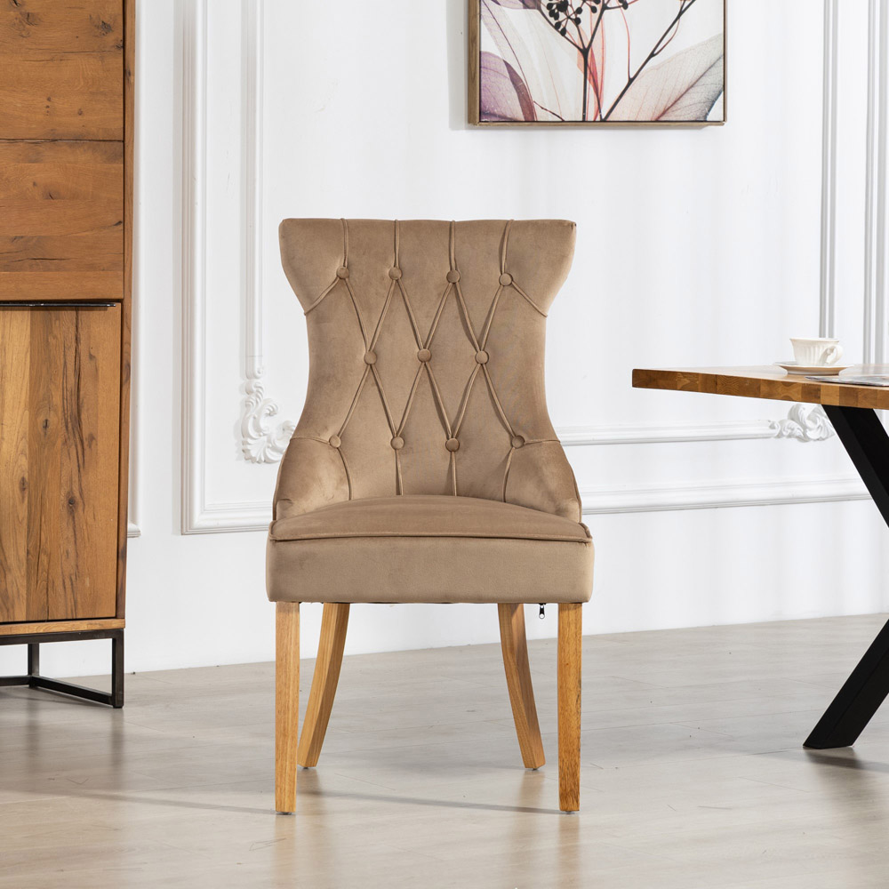 Artemis Home Martina Set of 2 Brown Velvet Fabric Dining Chair Image 2