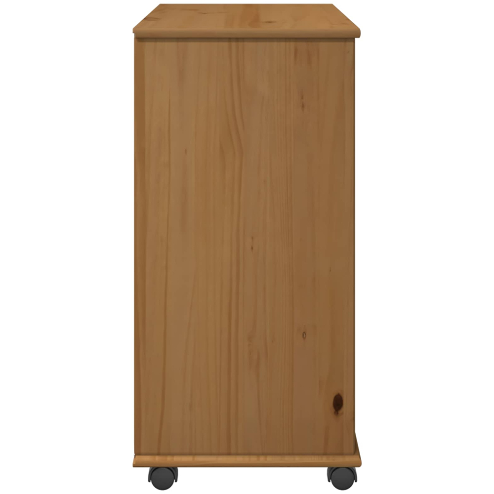 vidaXL Single Door 5 Drawer Honey Brown Rolling Storage Cabinet Image 5