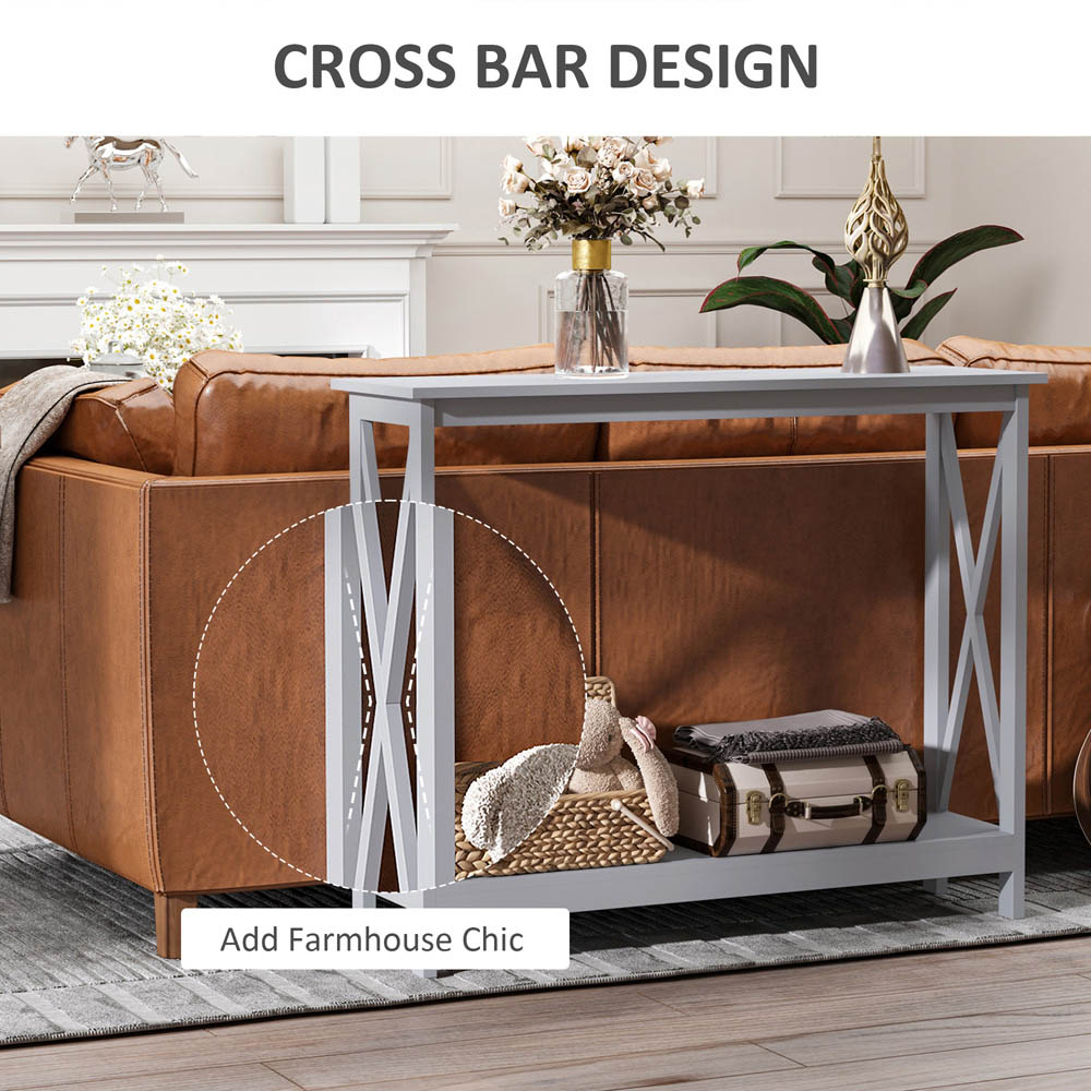 Portland 2 Tier Grey Console Table Image 5