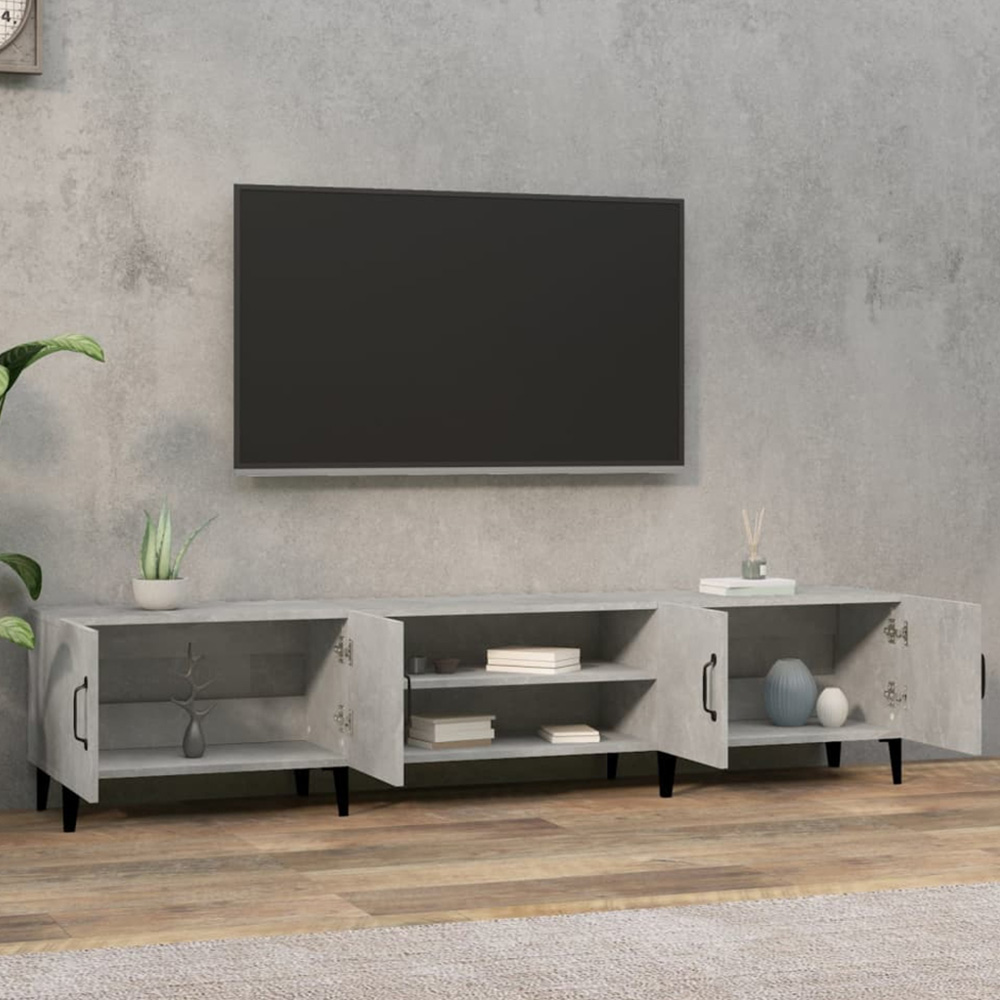 vidaXL 4 Door 2 Shelf Concrete Grey TV Cabinet Image 1