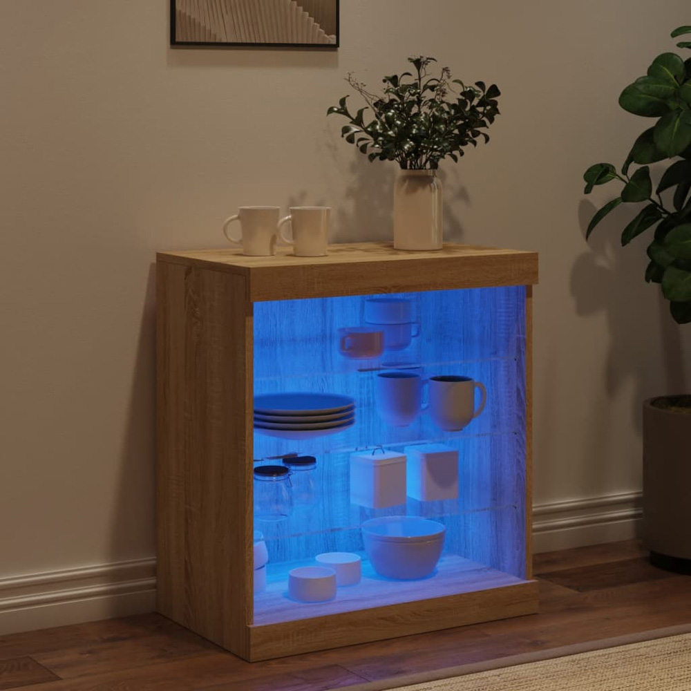 vidaXL 4 Shelf Sonoma Oak Sideboard with RGB LED Lights Image 3