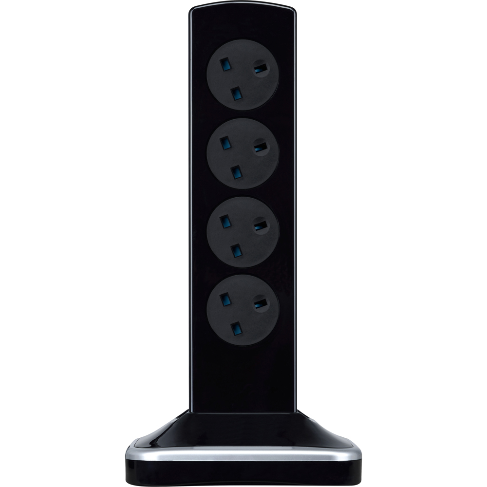 Masterplug Gloss Black 8 Socket Switched Tower Surge Extension Lead with USB 2m Image 3