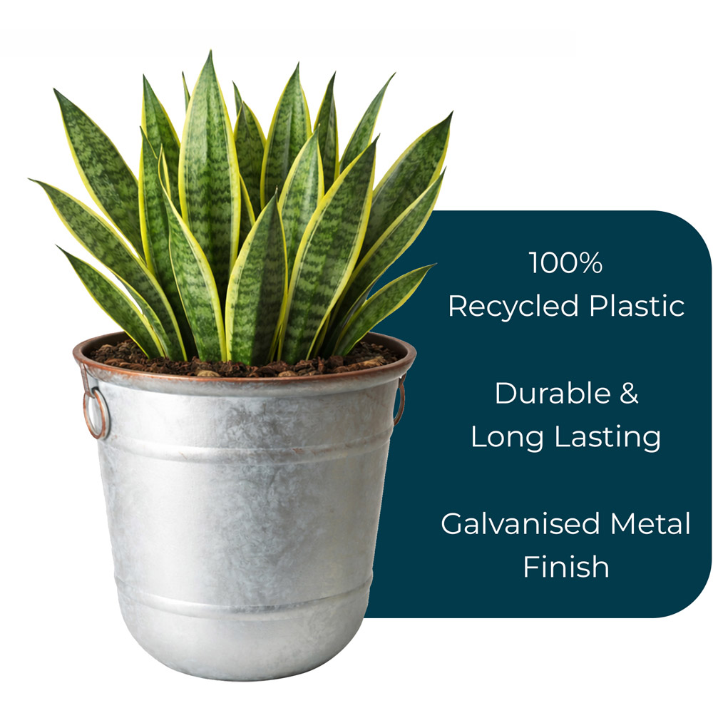 Jack Stonehouse Galvanised Steel and Copper Rim Effect Bucket Planter 32L Image 4