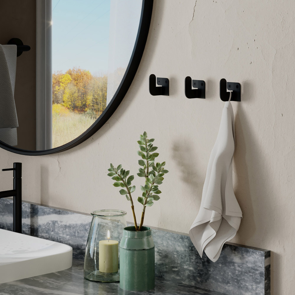 Decortie Luxa Black Metal Modern Wall Hook 3 Pack Image 2