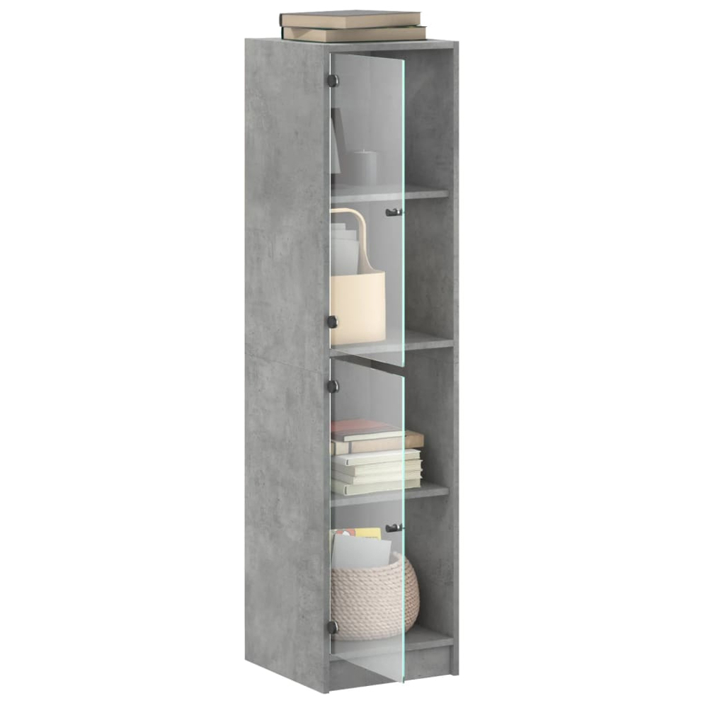 vidaXL 2 Glass Door Concrete Grey Highboard Image 5