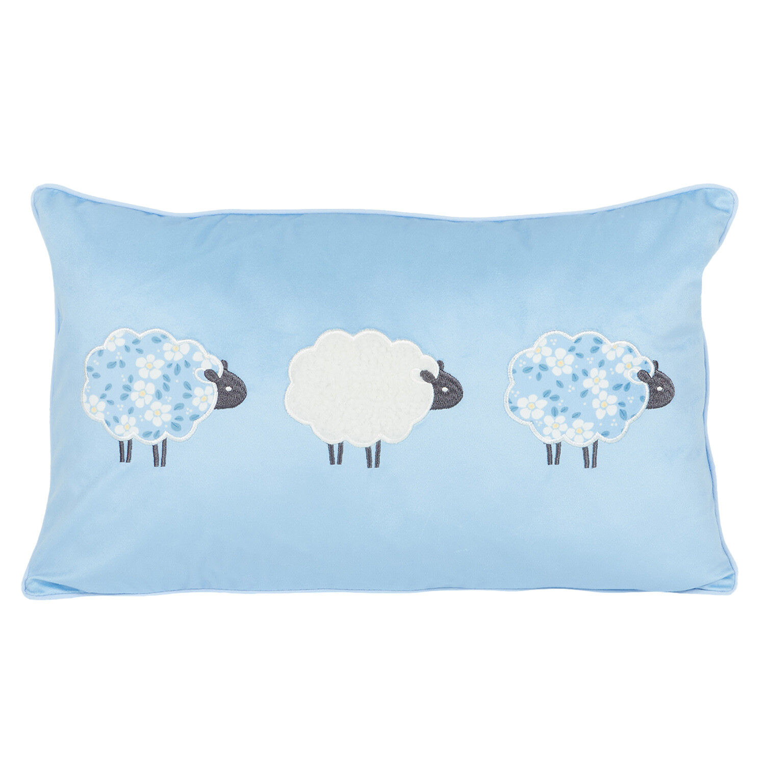 Sheep Applique Cushion - Blue Image 1
