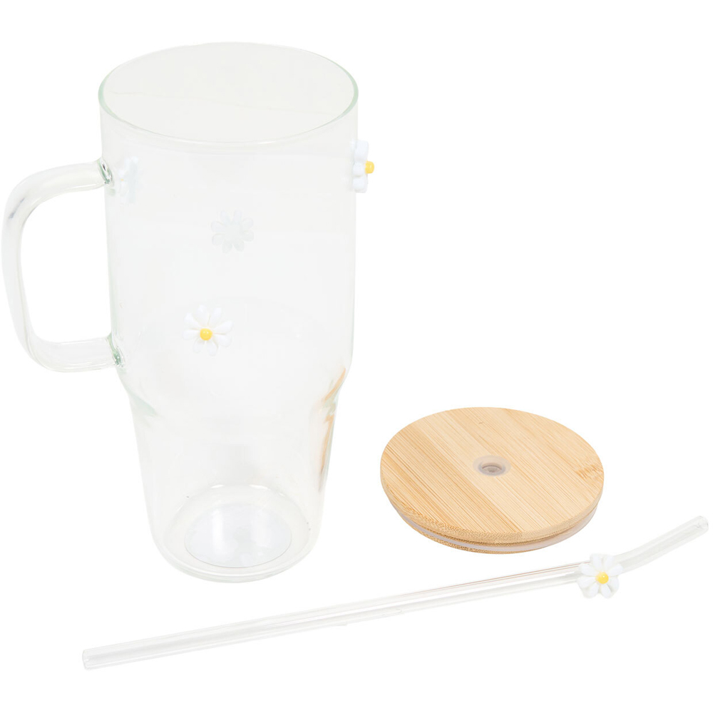 Flower Decal Glass Travel Mug Clear Image 4