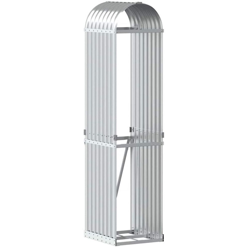 vidaXL Silver Galvanised Steel Firewood Log Holder 170 x 40 x 45cm Image 1