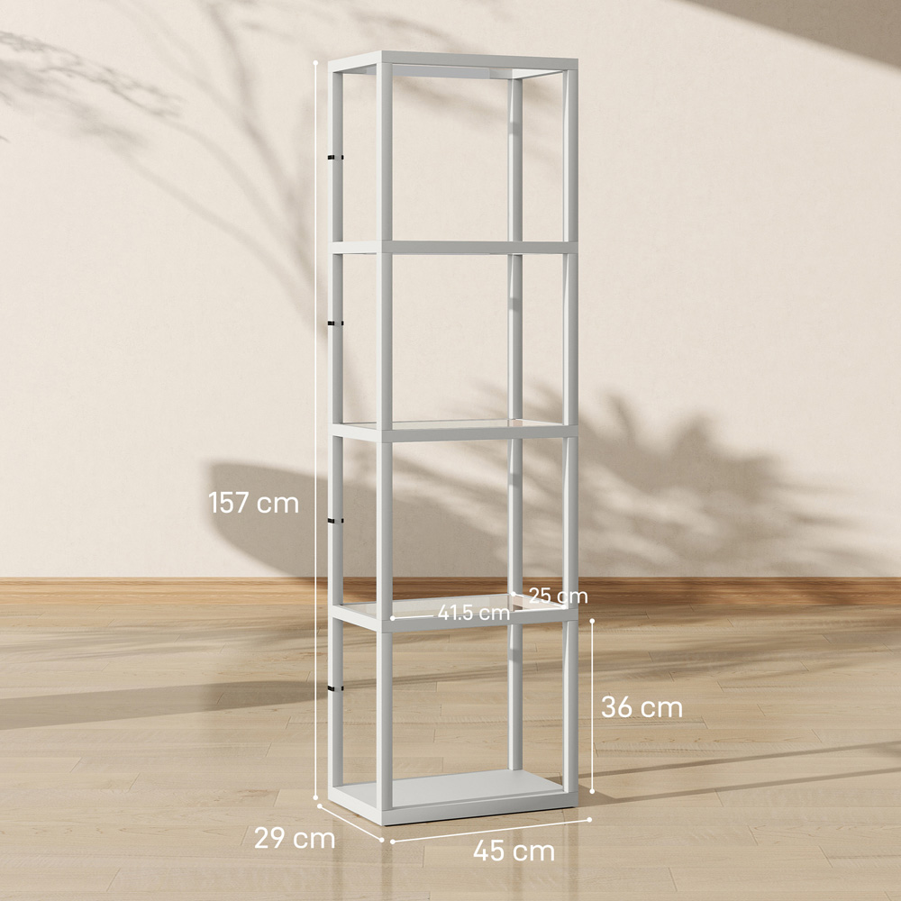 HOMCOM 4 Shelf Grey Glass Dimmable LED Floor Lamp Image 9