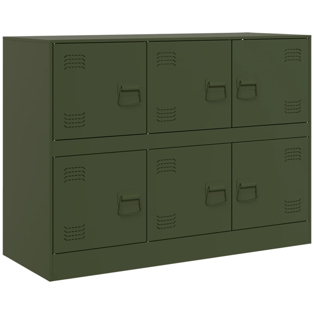 vidaXL 6 Door Olive Green Metal Sideboard Image 2