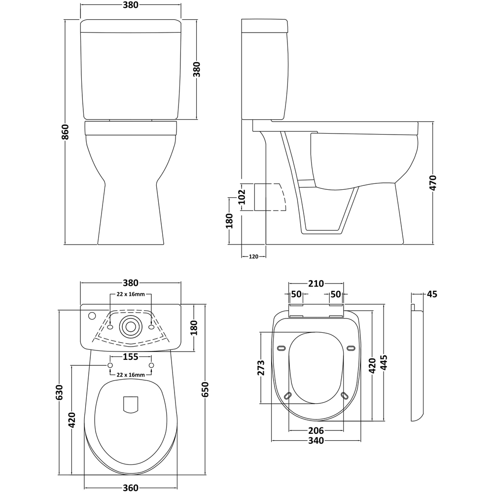 nuie White Comfort Height Pan with Cistern Image 2