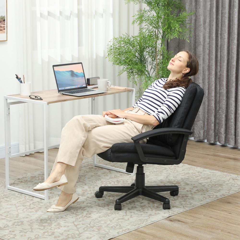 HOMCOM Black Swivel Mid Back Office Chair Image 3
