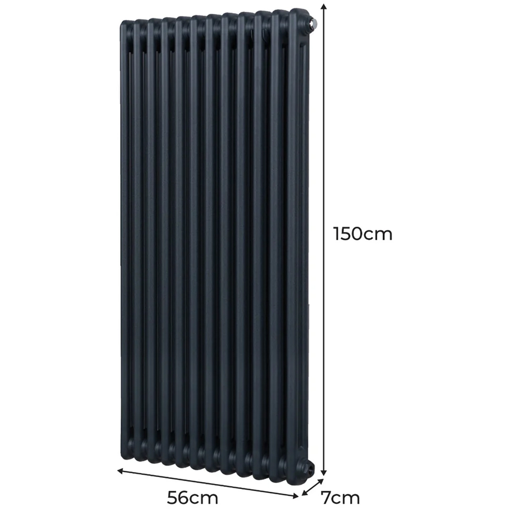Monster Shop 5582 BTU Anthracite Grey Traditional 2 Column Radiator 1500 x 562mm Image 6