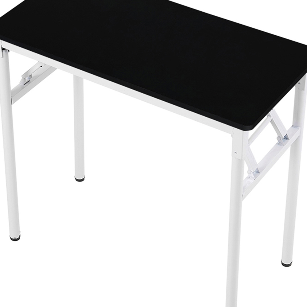 Living and Home Metal Frame Foldable Laptop Desk with Adjustable Feet Black and White Image 4