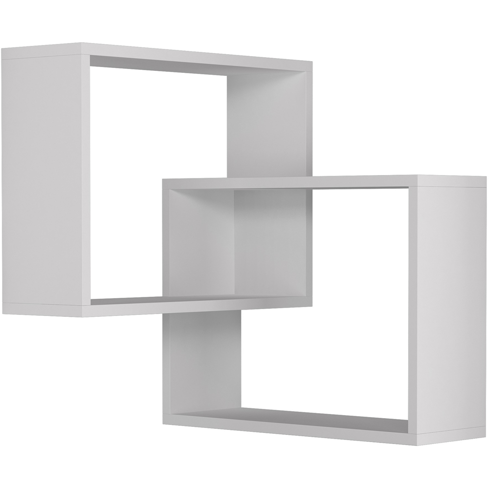 Decortie Ring Corner 3 Shelf White Wall Mounted Modern Bookcase Image 2
