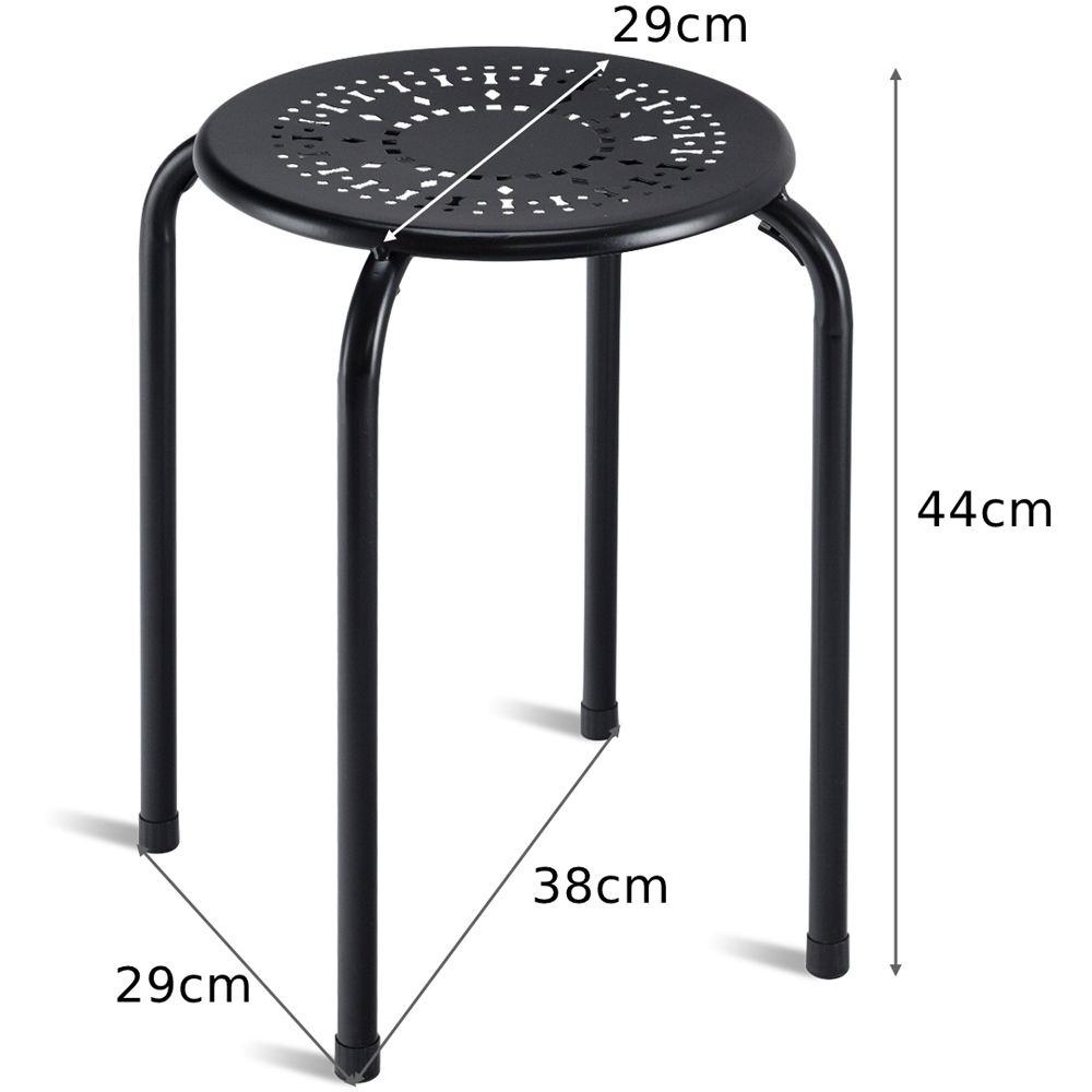 Costway Black Set of 6 Round Metal Stool Image 9