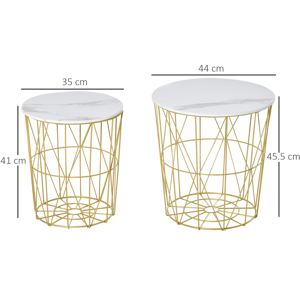 Portland White Wired Nest of Tables Set of 2 Image 7